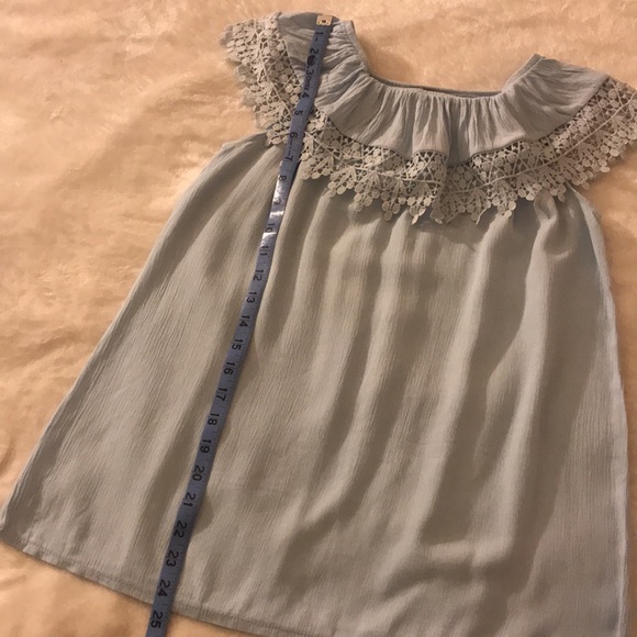 Baby Blue Flowy Top with Crotchet Fringe Off the Shoulders or On the Shoulders🦋 - Picture 5 of 8